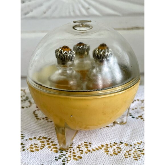 Vintage Art Deco Atomic Round Glass Perfume Trio Bottles Duvinne NY c1930s - Picture 2 of 16